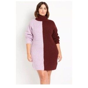 eloquii block color sweater dress turtle neck